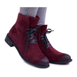 Vinceza Botas femininas com salto plano Workery Burgundy Teref vermelho multicolorido