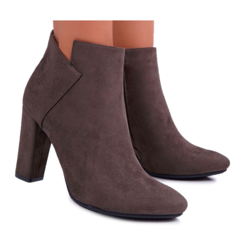 Vinceza Botas de salto feminino em camurça Khaki babado cáqui