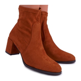 Botas femininas de salto alto Sergio Leone Slip-on Camel LikeStar marrom