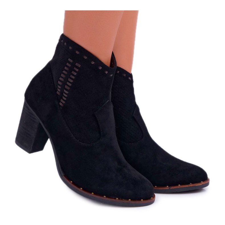 FP1 Botas de salto feminino em camurça preta Westema preto