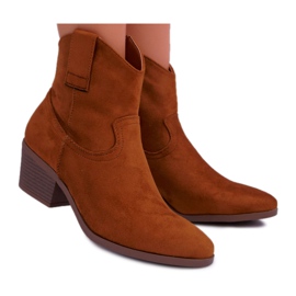 BUGO Botas femininas de salto plano Cowboy Camel Telifa castanho BUGO Botas femininas de salto plano Cowboy Camel Telifa castanho