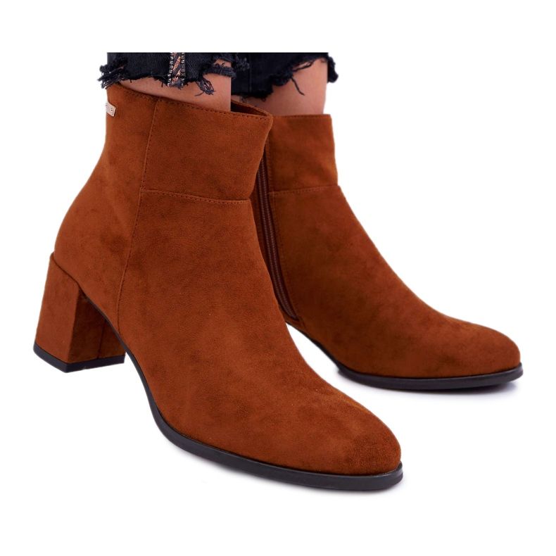 Botas femininas de salto alto Sergio Leone Camel BT522 castanho