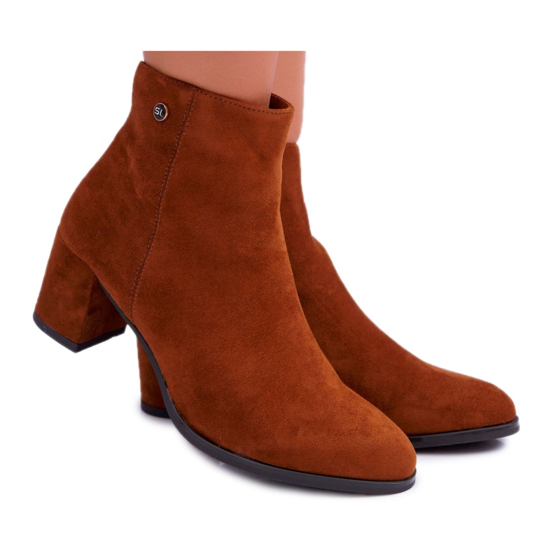 Botas femininas de salto alto Sergio Leone Camel BT520 castanho