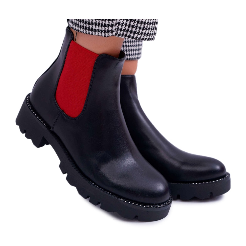 HAN Botas femininas Jodhpur botas Red Erasers Black Superpower vermelho