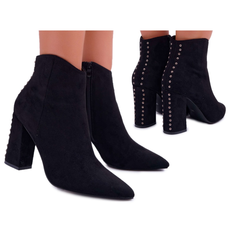 SEA Botas femininas de salto alto com rebites no Spitz RB23P Black Snack preto SEA Botas femininas de salto alto com rebites no Spitz RB23P Black Snack preto