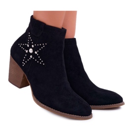 PS1 Botas femininas Cowboy Black Cowber preto