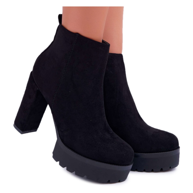 SEA Botas femininas com salto em camurça preta Jokano preto