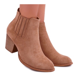 FRID Botas femininas com salto alto camurça bege
