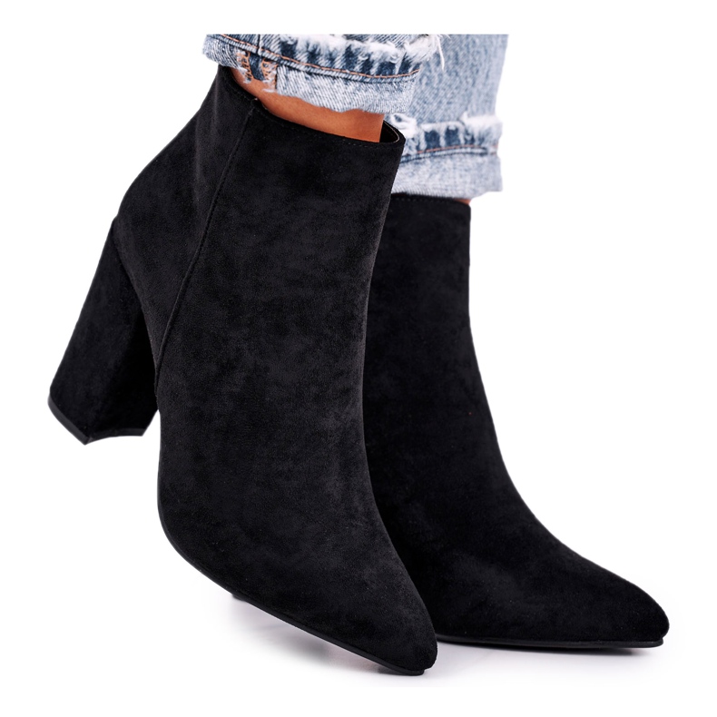 FW1 Botas femininas com salto de camurça Black Sharks preto FW1 Botas femininas com salto de camurça Black Sharks preto