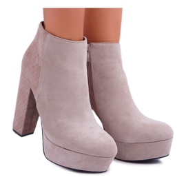 FW1 Botas femininas de salto e plataforma camurça bege Celinne