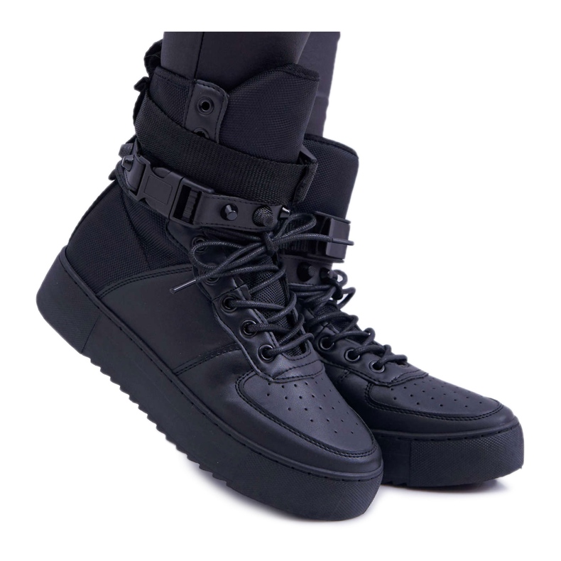 Calçados esportivos femininos cintos pretos terremoto