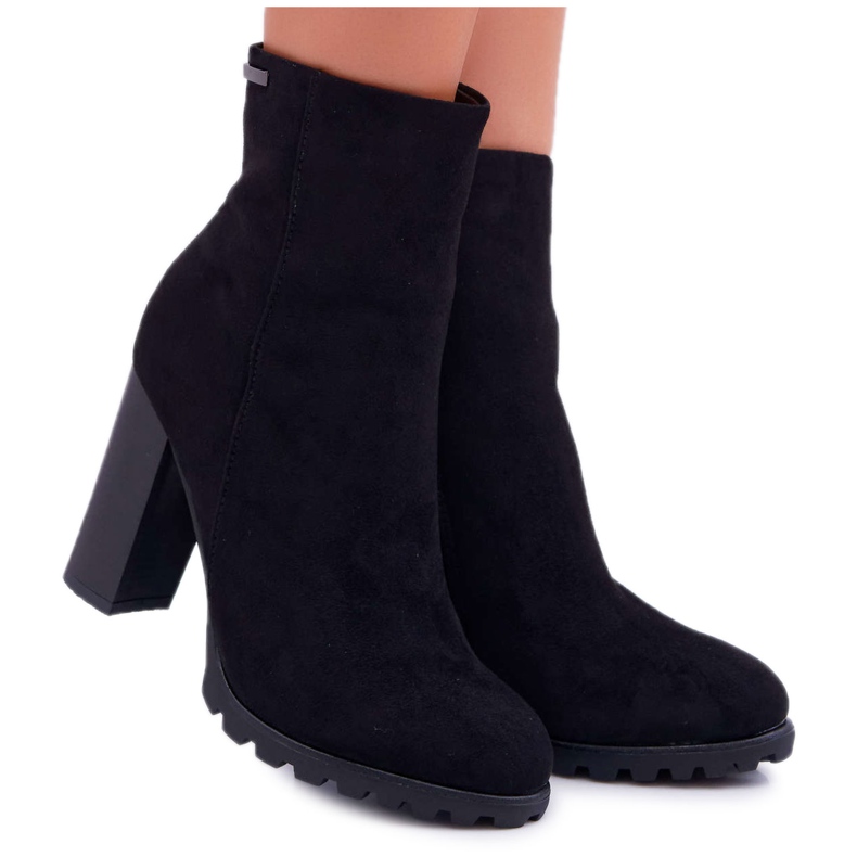 EVE Botas femininas com salto em camurça Cadillac preto