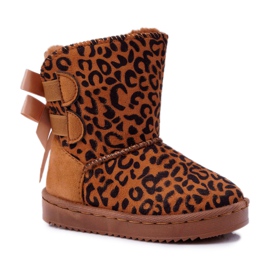FRROCK Botas de neve infantis com pele de leopardo Fiona marrom