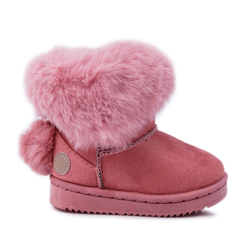 FRROCK Botas de neve infantis com chuteiras de pele rosa