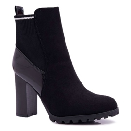 FRERY Botas femininas com salto em camurça Black Fenem preto