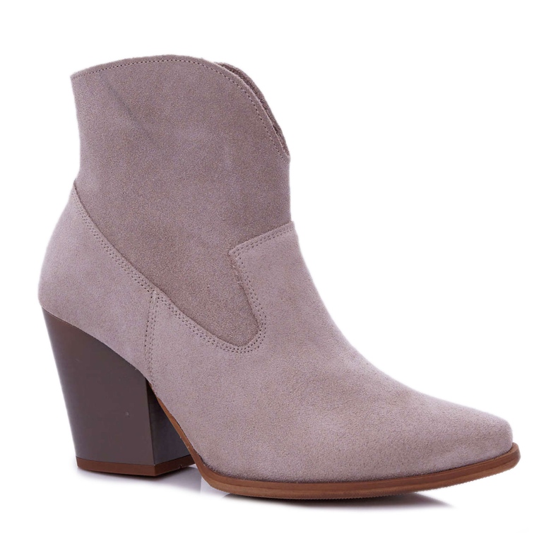 Botas femininas com salto alto camurça leve cappuccino Nicole 2433 bege