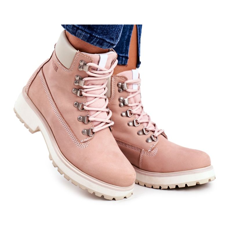 Armadilhas de botas femininas Big Star Pastel Rosa EE274034