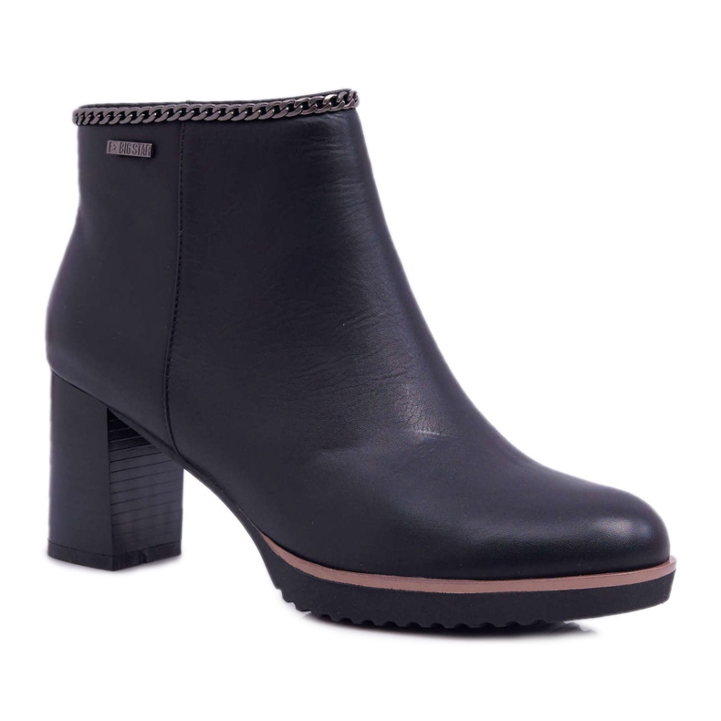 Botas femininas com salto alto de couro Big Star pretas BB274618 preto
