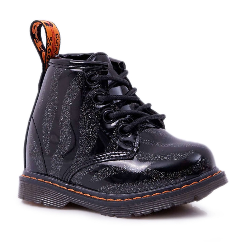 FRROCK Botas infantis lacadas com zíper Omua preto