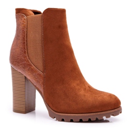 Botas femininas de salto alto Camel Mondego marrom