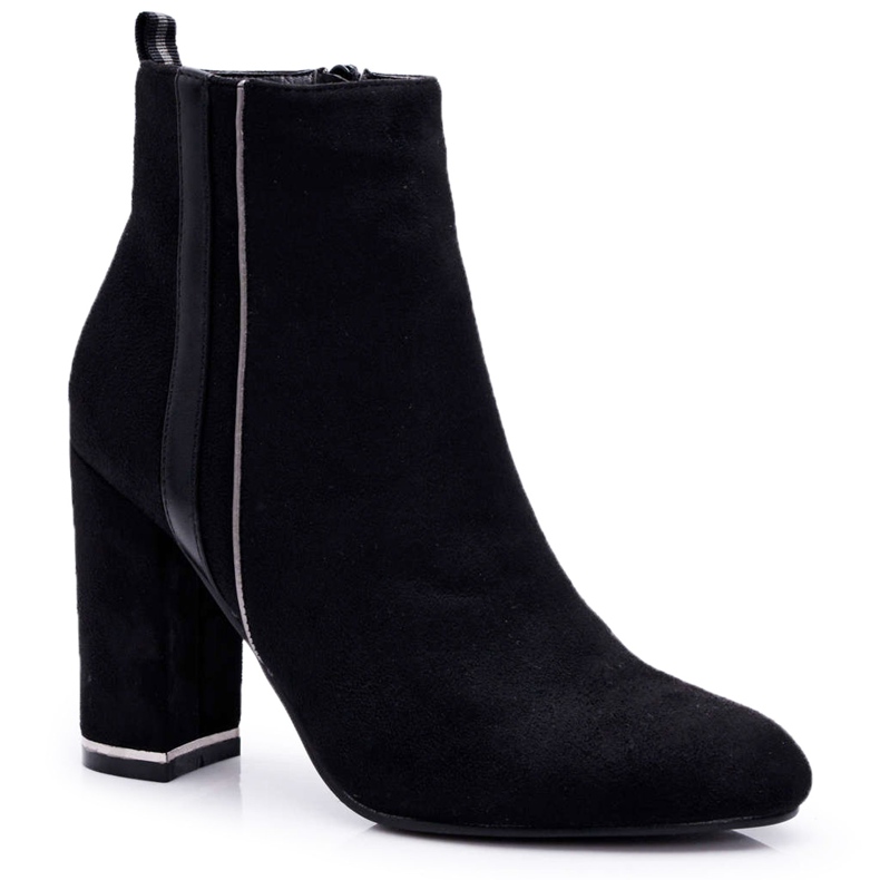 FE1 Botas femininas de salto alto pretas domeno preto
