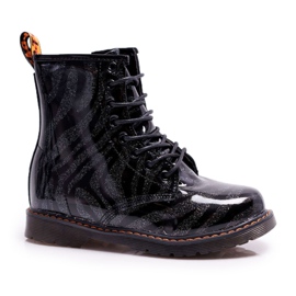 FRROCK Botas juvenis lacadas com zíper Omua preto