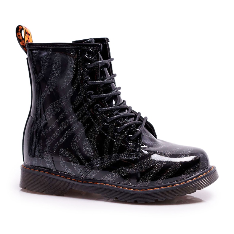 FRROCK Botas juvenis lacadas com zíper Omua preto FRROCK Botas juvenis lacadas com zíper Omua preto