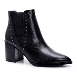 FRGIV Botas trini pretas femininas de salto alto preto FRGIV Botas trini pretas femininas de salto alto preto