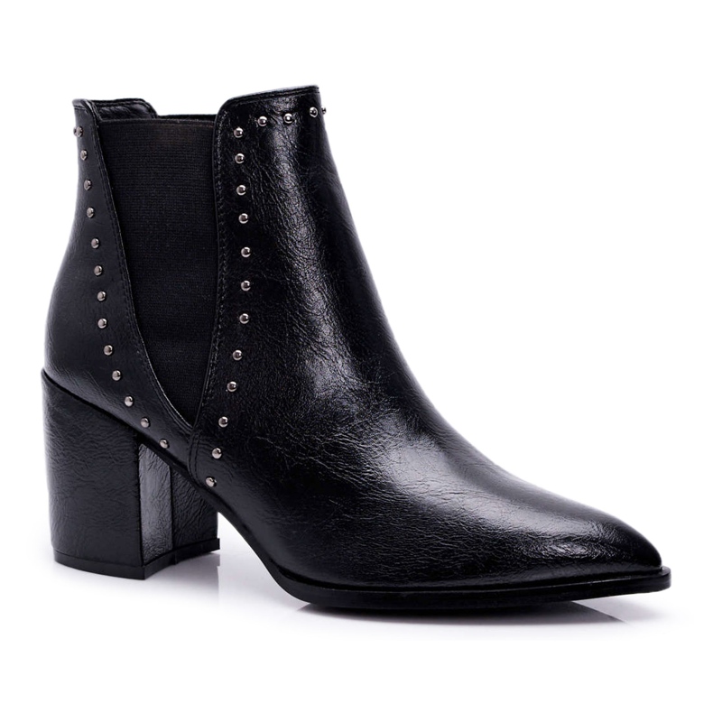 FRGIV Botas trini pretas femininas de salto alto preto