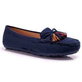 Mocassim feminino camurça azul marinho S.Barski A199 Mohabe azul-marinho