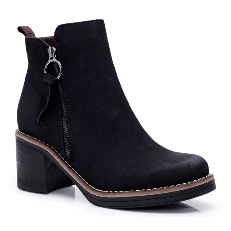 FRJEIN Botas femininas de salto com enchimento de feltro Delia preto