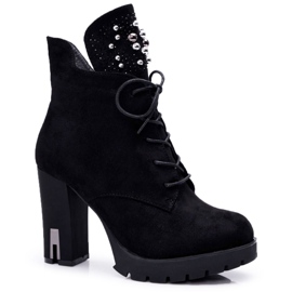 EVE Botas femininas de salto e plataforma camurça preta Fieste preto