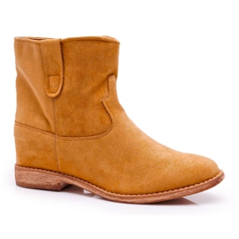 MSMG Botas femininas de cunha Camel Evana castanho MSMG Botas femininas de cunha Camel Evana castanho