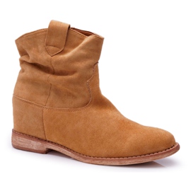 MSMG Botins femininos Camel Ellen marrom