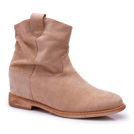 MSMG Botas femininas tornozelo bege Ellen MSMG Botas femininas tornozelo bege Ellen