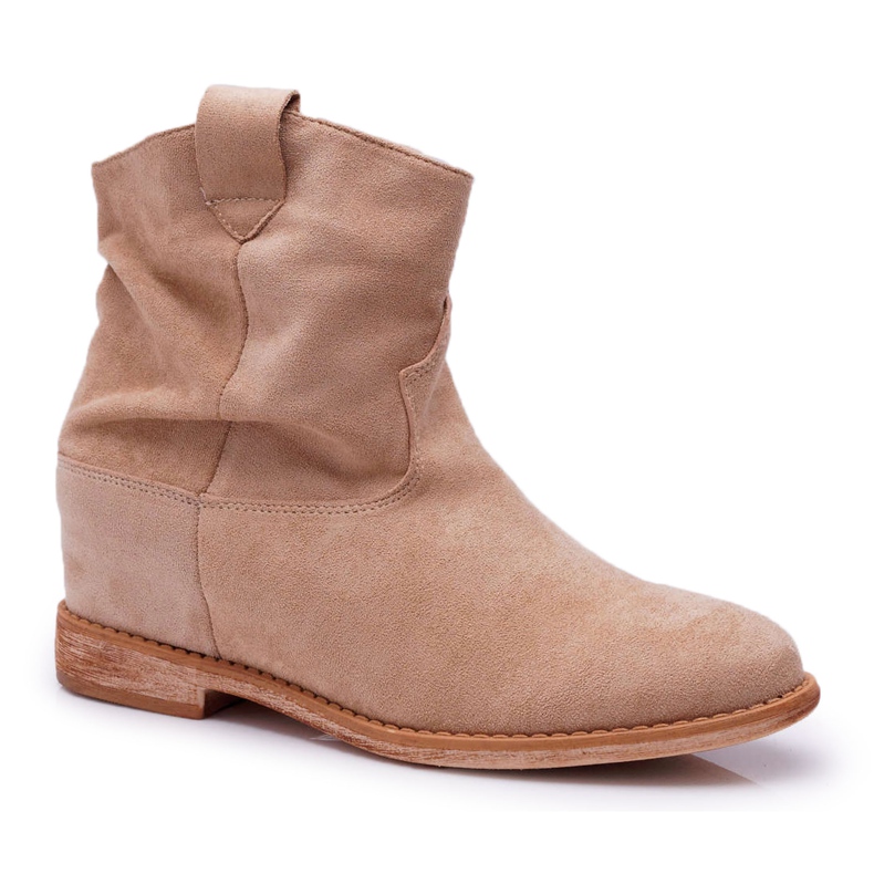 MSMG Botas femininas tornozelo bege Ellen