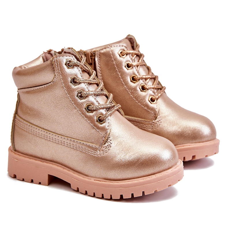 FRROCK Trappers infantil botas quentes Champagne Dexter rosa rosa