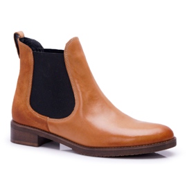 Botas femininas de couro Botas Jodhpur Maciejka Camel 04359 marrom
