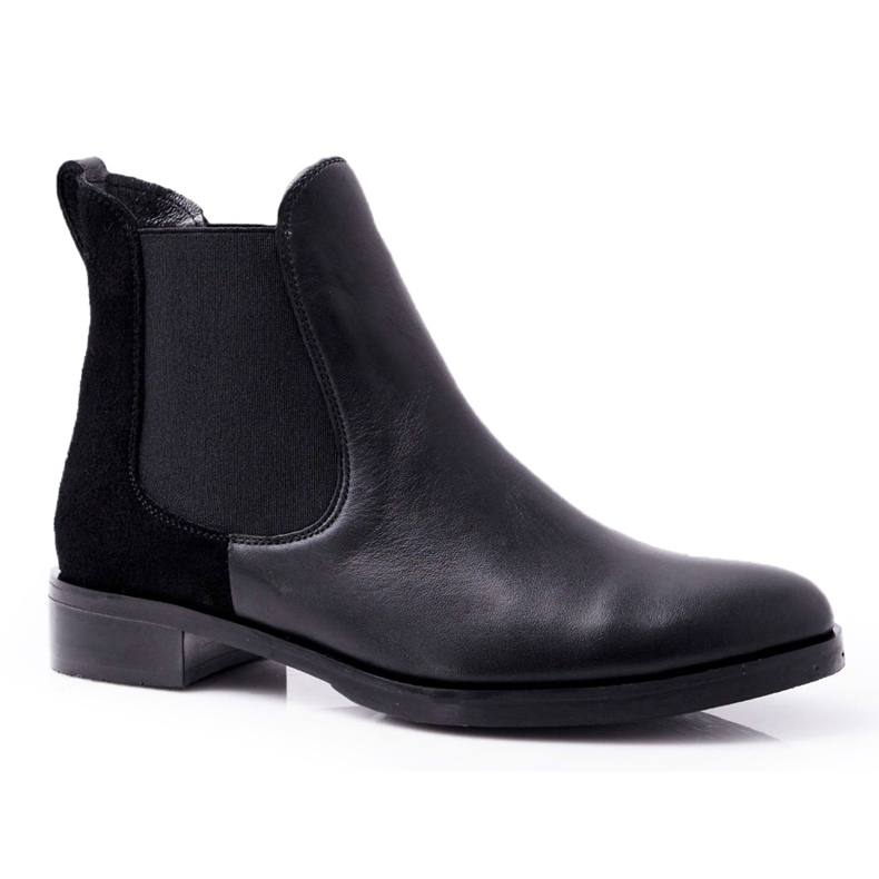 Botas femininas de couro Jodhpur Maciejka preta 04359 preto