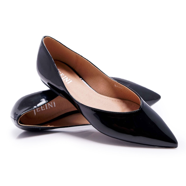 FRJEIN Bailarinas femininas lacadas em preto Spitz Tell Me