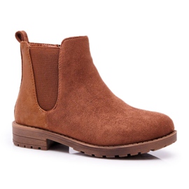 POPA Botas infantis com salto baixo Camel Mergolo marrom