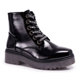 Botas femininas com salto plano Botas lacadas pretas Sergio Leone TR726 preto Botas femininas com salto plano Botas lacadas pretas Sergio Leone TR726 preto