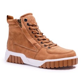 Sapatas esportivas femininas Big Star High Camel EE274224 castanho
