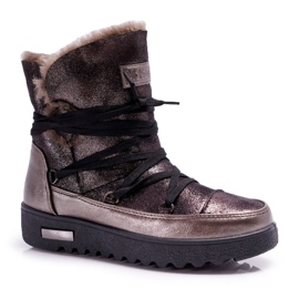 Vinceza Botas Femininas Botas de neve Pele Isolada Cinza Escuro Fereni
