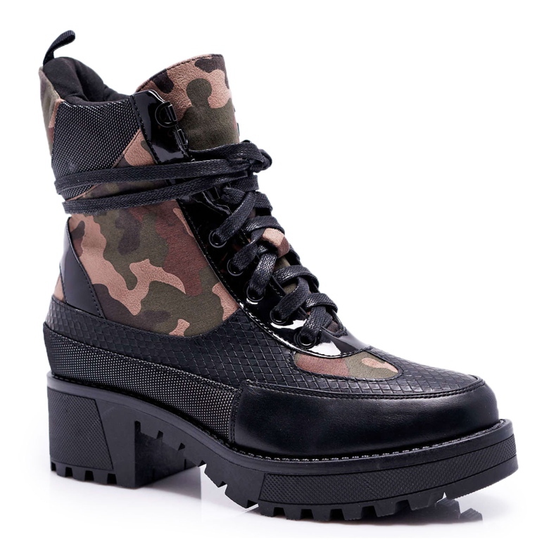 SEA Botas altas femininas Camuflagem preta Trapery Nemtere preto