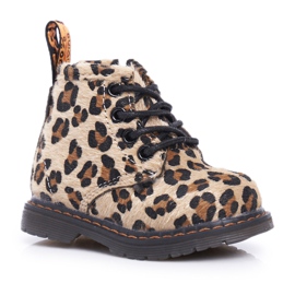 FRROCK Botas infantis com zíper em padrão leopardo Lilo marrom multicolorido