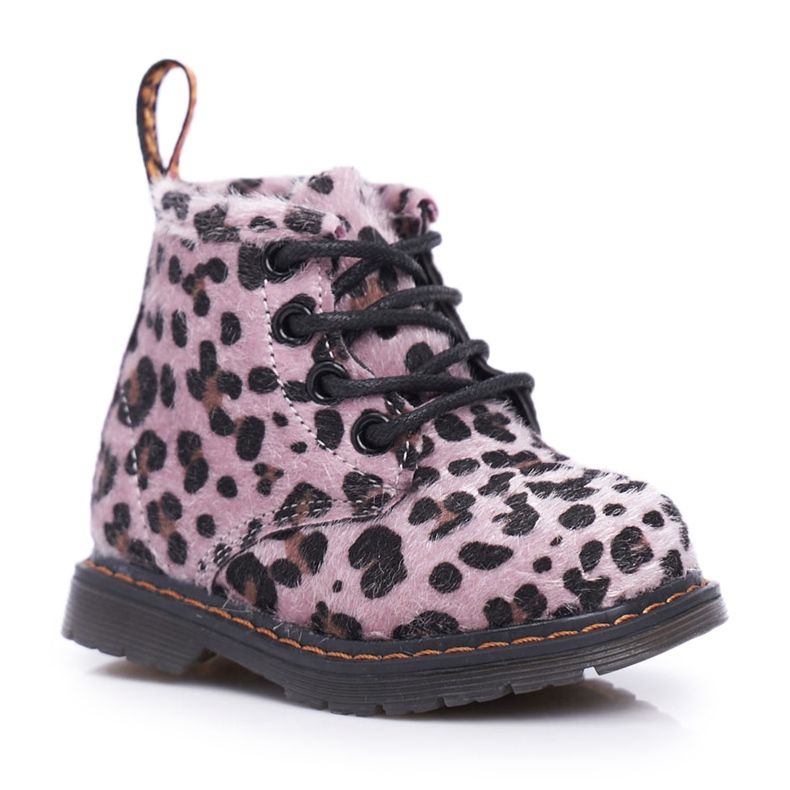 FRROCK Botas infantis com zíper, estampa de leopardo rosa Lilo multicolorido FRROCK Botas infantis com zíper, estampa de leopardo rosa Lilo multicolorido