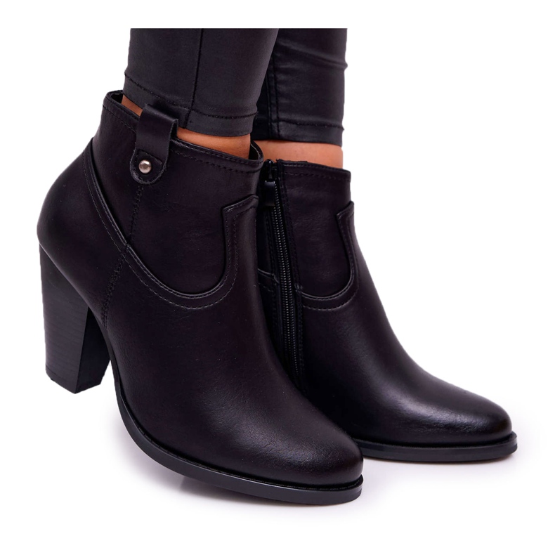 BUGO Botas de salto feminino pretas Memphis preto