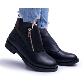 BUGO Botas femininas com zíper preto juno BUGO Botas femininas com zíper preto juno