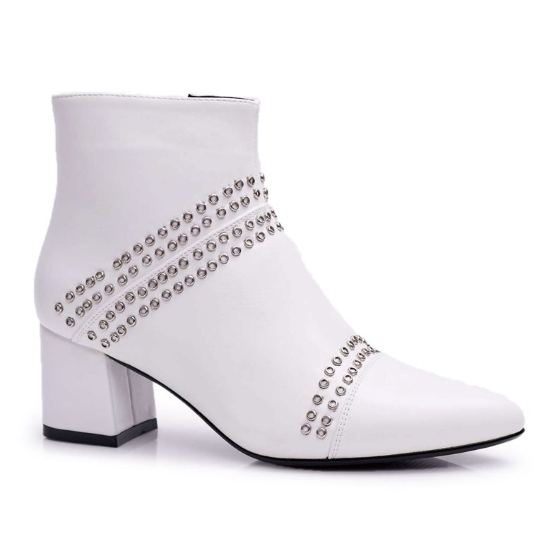 SEA Botas femininas de salto alto em spitz com rebites White Primma branco SEA Botas femininas de salto alto em spitz com rebites White Primma branco